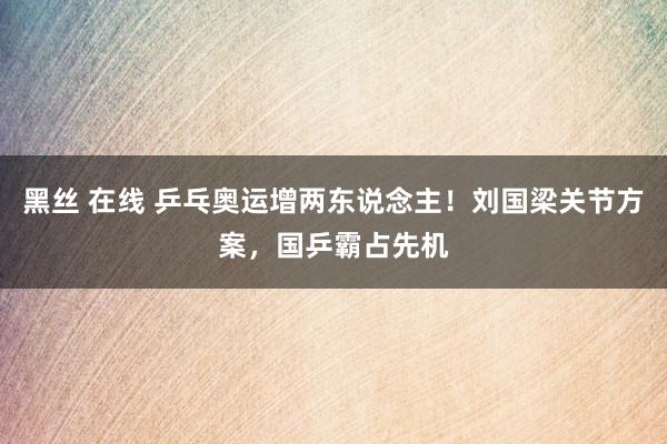 黑丝 在线 乒乓奥运增两东说念主！刘国梁关节方案，国乒霸占先机