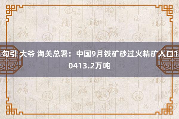 勾引 大爷 海关总署：中国9月铁矿砂过火精矿入口10413.2万吨